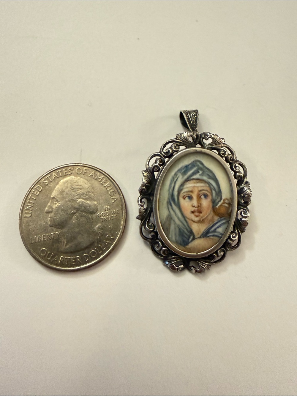 Vintage Italian 800 Silver Delphic Sibyl Portrait Pendant Brooch 5 Grams - Picture 4 of 12